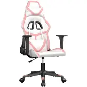 vidaXL Gamingstoel, wit en roze, kunstleer