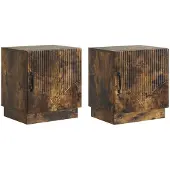 vidaXL Nachtkastje 2 st Gerookt eiken 43 x 34,5 x 47 cm Bewerkt hout