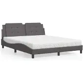 vidaXL Bed met matras "Zadar" kunstleer grijs 160x200 cm