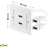 Goobay HDMI-wandcontactdoos, verguld, 2x HDMI-contactdoos (type A) naar 2x HDMI-contrastekker (type A)
