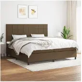 vidaXL Boxspring met matras stof donkerbruin 200x200 cm