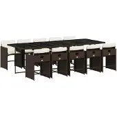vidaXL 11-delige Tuinset met kussens poly rattan bruin