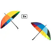 Themaparty 2x Paraplu Regenboog - regen wind paraplu droog rainbow