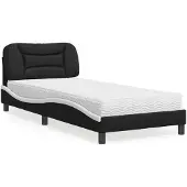 vidaXL Bed met matras "Hvar" kunstleer zwart en wit 90x190 cm