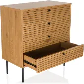 Hjh LIVING Ladekast LINNO K 80x40x85 cm 4 laden eiken