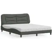 vidaXL Bed met matras "Hvar" stof donkergrijs 160x200 cm