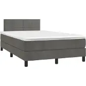 vidaXL Boxspring met matras fluweel donkergrijs 120x190 cm