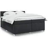 vidaXL Boxspring met matras kunstleer zwart 200x200 cm