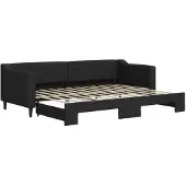 vidaXL Slaapbank met onderschuifbed 80x200 cm stof zwart