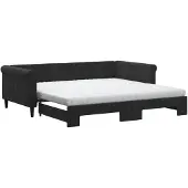 vidaXL Slaapbank onderschuifbed en matrassen 100x200 cm fluweel zwart