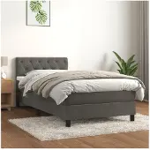 vidaXL Boxspring met matras fluweel donkergrijs 80x200 cm