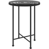 vidaXL Eettafel Ø55 cm gehard glas en staal zwart