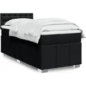 vidaXL Boxspring met matras stof zwart 90x190 cm