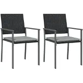 vidaXL Tuinstoelen 2 st met kussens 54x62,5x89 cm poly rattan zwart