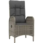 vidaXL 7-delige Tuinset met kussens poly rattan grijs