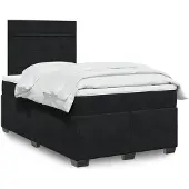 vidaXL Boxspring met matras fluweel zwart 120x200 cm