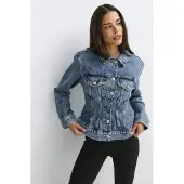 Gina Tricot  - Shaped denim jacket - Spijkerjasje - Blauw - XS - Dames