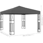 vidaXL Paviljoen, 3x3 meter, antraciet, met stoffen bekleding
