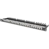 Digitus Modulaire, afgeschermde patchpanel 24 poorten IN-schrijfzone 0.5 UH Rackmontage Zwart RAL 9005