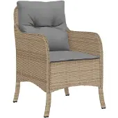 vidaXL 7-delige tuinset met kussens, beige, van polyrotan