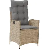 vidaXL 7-delige Tuinset met kussens poly rattan gemengd beige