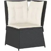 vidaXL Tuinhoekbank met kussens poly rattan zwart
