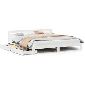 vidaXL Bedframe zonder matras massief grenenhout wit 200x200 cm
