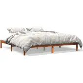 vidaXL Massief houten bed zonder matras, wasbruin, 200x200 cm, van grenenhout