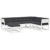 vidaXL 7-delige loungeset voor de tuin met kussens, wit, massief hout, grenen