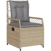 vidaXL 9-delige tuinset met kussens, beige, van polyrotan