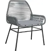 vidaXL 7-delige tuinset met kussens, grijs, polyrotan, glas