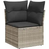 vidaXL 7-delige Loungeset met kussens poly rattan lichtgrijs