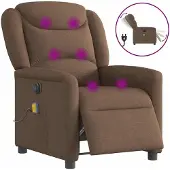 vidaXL Massagestoel elektrisch verstelbaar stof bruin