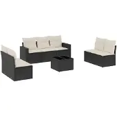 vidaXL 8-delige tuinmeubelset met kussens, zwart, polyrotan