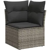 vidaXL 8-delige tuinmeubelset met kussens, grijs, polyrotan