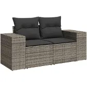 vidaXL 6-delige tuinmeubelset met kussens, grijs, polyrotan