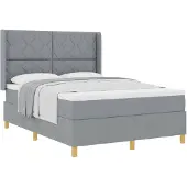 vidaXL Boxspring bed met hoofdeinde Lichtgrijs 160 x 200 cm Stof