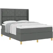 vidaXL Boxspring bed met hoofdeinde Donkergrijs 140 x 190 cm Stof