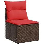 vidaXL 5-delige Loungeset met kussens poly rattan acacia bruin