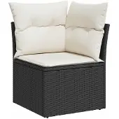 vidaXL 7-delige tuinmeubelset met kussens, zwart, polyrotan