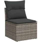 vidaXL 7-delige tuinmeubelset met kussens, grijs, polyrotan