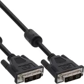 InLine DVI-D kabel, digitaal 24+1 male / male, dual link, 2 ferrieten, 2m