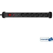 InLine contactdoos aluminium, 6-voudig aardingscontact+oversp.+schakelaar,1,5m
