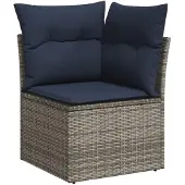 vidaXL 13-delige loungeset voor de tuin met kussens, grijs, polyrotan