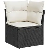 vidaXL 9-delige tuinmeubelset met kussens, zwart, polyrotan