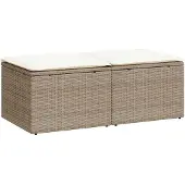 vidaXL 2-delige tuinmeubelset met kussens, beige, polyrotan, acaciahout