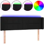 vidaXL Hoofdbord LED 147x16x78/88 cm stof zwart