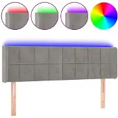 vidaXL Hoofdbord LED 147x16x78/88 cm fluweel lichtgrijs