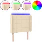 vidaXL Hoofdbord LED 93x16x118/128 cm stof crèmekleurig