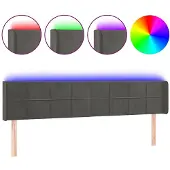 vidaXL Hoofdbord LED 203x16x78/88 cm fluweel donkergrijs